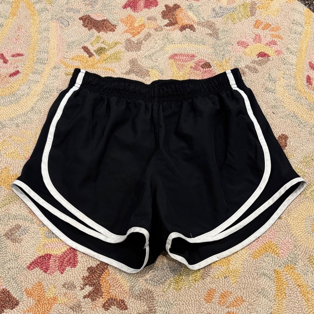 Nike Women's Black and White Athletic Shorts